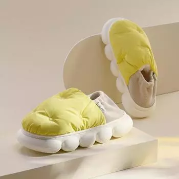 Осенне-зимняя мода для дома Повседневная обувь без застежек Плюс бархатные теплые хлопковые туфли на толстой подошве Парные туфли для спальни 36-37 зелёный