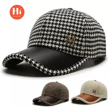 Осенне-зимняя мода для мужчин и женщин, бейсболка с мелкой сеткой в стиле «тысяча птиц», британская повседневная универсальная кепка с загнутыми полями, прилив adjusable хаки