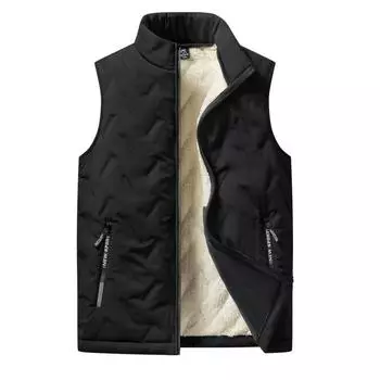 Осенне-зимняя мода Мужской хлопковый жилет Куртка Повседневный Многофункциональный Большой размер Теплый Воротник-стойка Без рукавов Мужской топ 7XL чёрный
