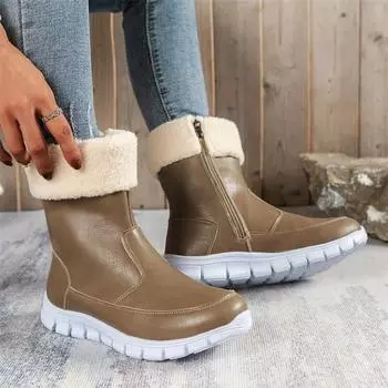 Осенне-зимняя мода на плоской подошве, новые подиумные ботинки, элегантные теплые, плюс бархат, красивые, мягкие женские туфли Zapatos Mujer 36