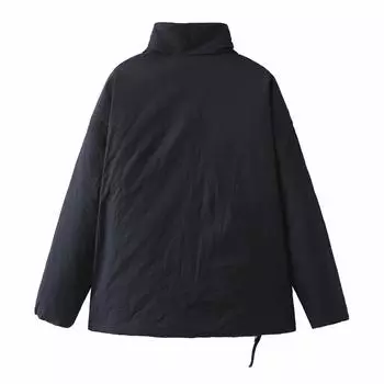 Осенне-зимняя мода, новая двухзастежечная хлопковая куртка в стиле кимоно, женская куртка с бантом XS чёрный