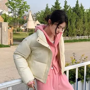 Осенне-зимняя мода однотонные свободные короткие теплые утолщенные пальто для женщин S чёрный