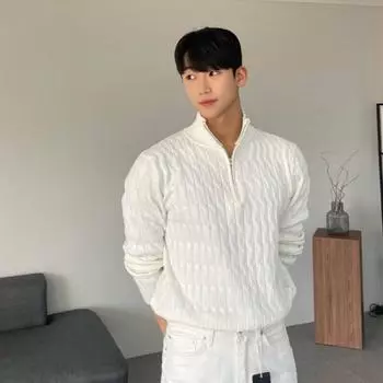 Осенне-зимняя мода, полуводолазка, мужской свитер на молнии, свитер с длинными рукавами, универсальный топ M белый