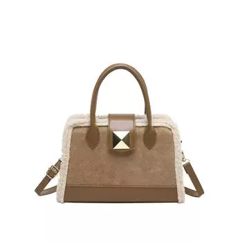 Осенне-зимняя мода, сращивание, маленькая квадратная сумка, иностранный стиль, женская сумка из искусственной кожи, текстура, универсальная сумка-мессенджер для поездок на работу, прилив коричневый