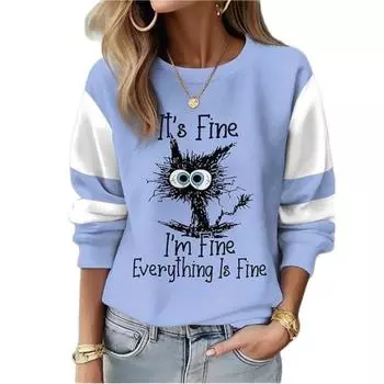 Осенне-зимняя мода женская толстовка с круглым вырезом спортивная мода 3D-печатная одежда с длинными рукавами Пуловеры и свитера с длинными рукавами (Женский) S