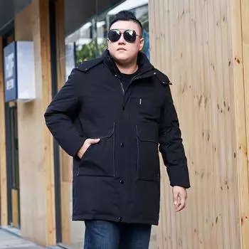 Осенне-зимняя модная куртка больших размеров, Свободная хлопковая куртка средней и длинной длины, Плотная мужская повседневная зимняя куртка, Хлопковая куртка S армия зеленый