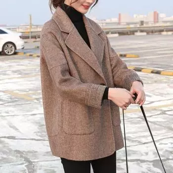 Осенне-зимняя модная накидка, шерстяные пальто, свободные двубортные куртки большого размера, пальто-накидка M