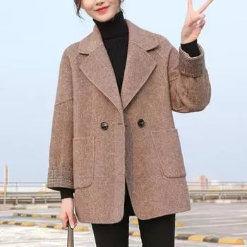 Осенне-зимняя модная накидка, шерстяные пальто, свободные двубортные куртки большого размера, пальто-накидка M