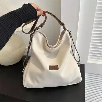 Осенне-зимняя модная повседневная литературная простая однотонная сумка через плечо большой емкости женская сто одна белый