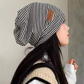 Осенне-зимняя модная повседневная милая шляпа в черно-белую полоску, шляпа в виде луны, ленивая шляпа для взрослых, универсальная дышащая женская шляпа One size