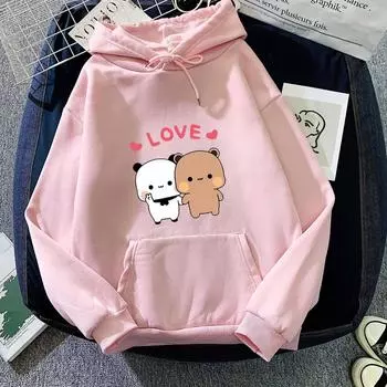 Осенне-зимняя модная толстовка с капюшоном и принтом панды для мужчин и женщин, повседневные простые топы в корейском стиле для пар S