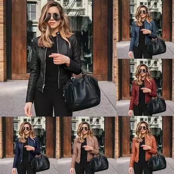 Осенне-зимняя модная женская куртка из искусственной кожи на молнии, мотоциклетная куртка, женский блейзер, пальто, топ S оранжевый