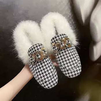 Осенне-зимняя модная женская повседневная обувь плюс бархатные теплые тапочки, ленивая обувь 35