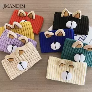 Осенне-зимняя мультяшная милая повязка на голову с ушками медведя и кошачьими ушками, широкий край, вязаная повязка на голову, повязка на голову, головной убор, аксессуары для волос, прилив One size белый