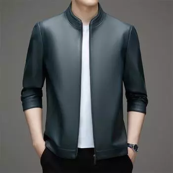 Осенне-зимняя мужская бархатная куртка в корейском стиле свободного покроя большого размера из овчины, кожаная куртка для мужчин среднего и пожилого возраста M