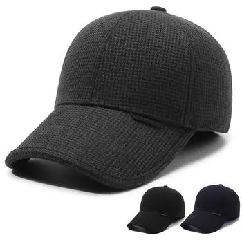 Осенне-зимняя мужская бархатная толстая бейсбольная кепка для защиты ушей среднего и пожилого возраста, теплая кепка серый