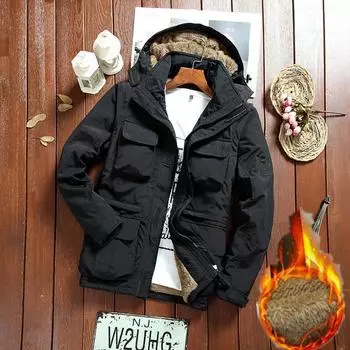 Осенне-зимняя мужская бархатная утолщенная съемная рукава повседневная верхняя одежда ветрозащитная и непромокаемая теплая куртка M