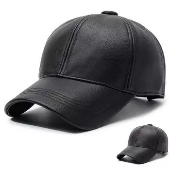 Осенне-зимняя мужская бейсбольная кепка из кожи, теплая кепка для пожилых людей кофейный