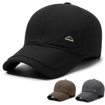 Осенне-зимняя мужская бейсбольная кепка с защитой от ветра и ушей для людей среднего и пожилого возраста, теплая и морозостойкая хлопковая кепка для папы серый