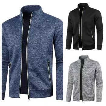 Осенне-зимняя мужская длинная толстая куртка на молнии S темно-синий