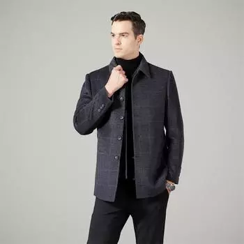 Осенне-зимняя мужская двусторонняя кашемировая шерстяная ветровка пальто для среднего и пожилого возраста шерстяной пуховик папин наряд 170