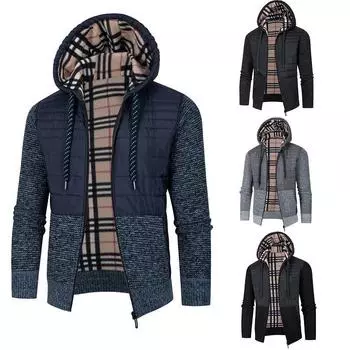 Осенне-зимняя мужская европейская и американская мода зимнее пальто вязаный свитер средний зеленый мужской топ M тёмно-синий