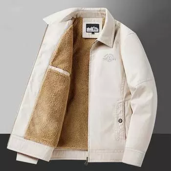 Осенне-зимняя мужская флисовая куртка с толстыми лацканами для пожилых отцов, повседневное пальто M