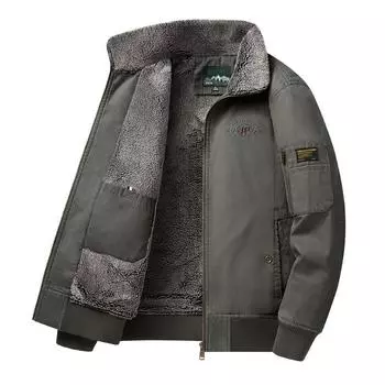 Осенне-зимняя мужская флисовая куртка с утолщенными лацканами для пап среднего и пожилого возраста, модная повседневная простая куртка, термоодежда M