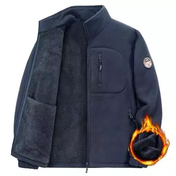 Осенне-зимняя мужская флисовая куртка, теплый свитер, повседневное пальто XXL темно-синий