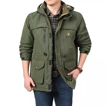 Осенне-зимняя мужская флисовая утепленная куртка большого размера, мужская куртка средней и длинной длины для активного отдыха из хлопка M чёрный