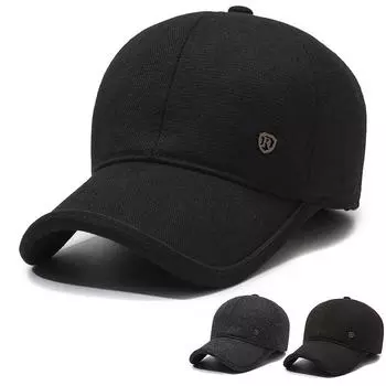 Осенне-зимняя мужская хлопковая кепка для защиты ушей, бархатная теплая бейсбольная кепка для людей среднего и пожилого возраста, ветрозащитная и морозостойкая кепка для улицы серый