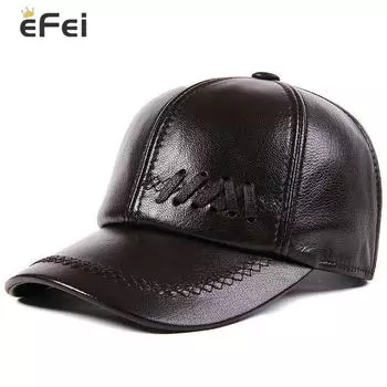 Осенне-зимняя мужская и женская кожаная бейсболка, водонепроницаемая ветрозащитная шапка для занятий спортом на открытом воздухе чёрный
