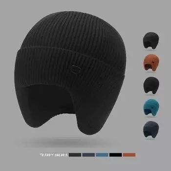 Осенне-зимняя мужская и женская теплая шапка для защиты ушей из трикотажной шерсти, толстая ветрозащитная шапка для верховой езды и катания на лыжах чёрный