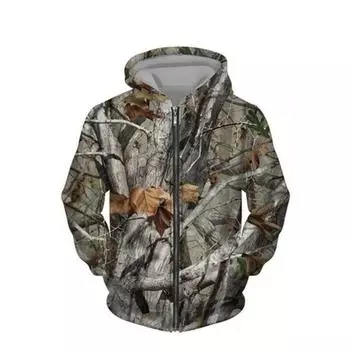Осенне-зимняя мужская камуфляжная толстовка с капюшоном для охоты, уличная куртка-кардиган на молнии, спортивная одежда для наблюдения за птицами, походов, походов, свитшот S