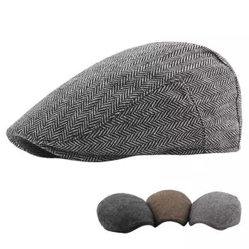 Осенне-зимняя мужская кепка газетчика, британский берет, теплая передняя кепка L(58-60cm)