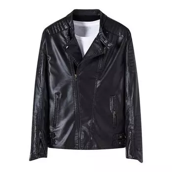 Осенне-зимняя мужская кожаная куртка, кожаная куртка Locomotive из искусственной кожи и бархата, повседневная красивая куртка M