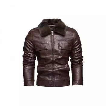 Осенне-зимняя мужская кожаная куртка со съемными лацканами, модная мужская мотоциклетная кожаная куртка L