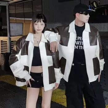 Осенне-зимняя мужская кожаная одежда, модная брендовая свободная куртка, ветрозащитное пальто для пары, молодежная мужская и женская повседневная кожаная куртка с лацканами, мужская S