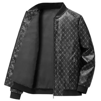 Осенне-зимняя мужская кожаная одежда, повседневная одежда из искусственной кожи, мужская куртка M чёрный