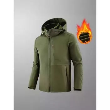 Осенне-зимняя мужская куртка для кемпинга в горах среднего возраста, функциональная верхняя одежда из мягкого материала, бархатная куртка с длинными рукавами M чёрный