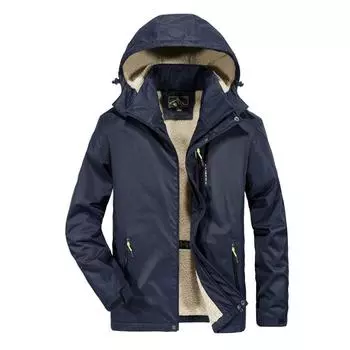 Осенне-зимняя мужская куртка, флисовая утепленная куртка с капюшоном, удобная мужская одежда M