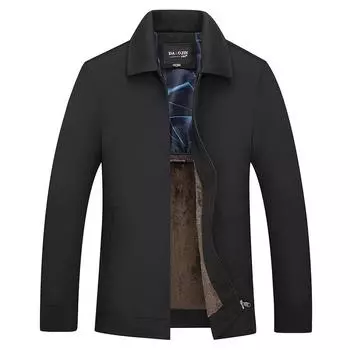 Осенне-зимняя мужская куртка из флиса с утолщенными лацканами, модная мужская куртка для папы, мужская куртка для холода и тепла M чёрный