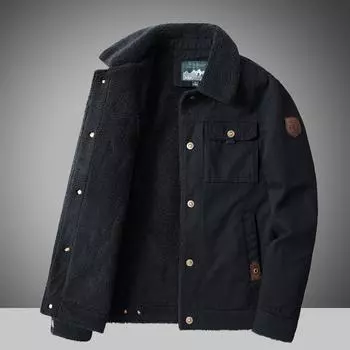 Осенне-зимняя мужская куртка из стираного хлопкового бархата с утолщенными лацканами, повседневная, универсальная M хаки