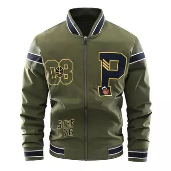 Осенне-зимняя мужская куртка, куртка с принтом, женская модная ветровка, мотогоночная куртка L зелёный