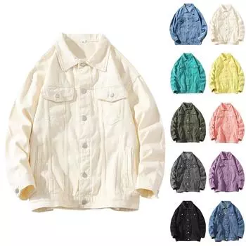 Осенне-зимняя мужская куртка-поло на пуговицах, однотонная повседневная куртка XXL