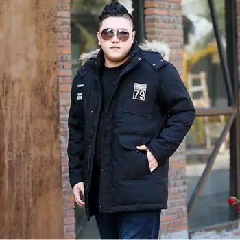 Осенне-зимняя мужская куртка-пуховик больших размеров, средней и длинной длины, толстая и теплая хлопковая куртка, модная мужская повседневная хлопковая куртка-пуховик, верхняя одежда XXXXXXXXXXL чёрный