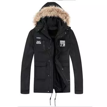 Осенне-зимняя мужская куртка-пуховик больших размеров, средней и длинной длины, толстая и теплая хлопковая куртка, модная мужская повседневная хлопковая куртка-пуховик, верхняя одежда S чёрный