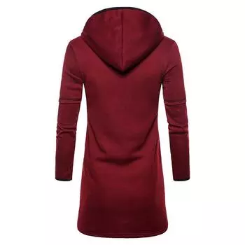 Осенне-зимняя мужская куртка с длинными рукавами, кардиган, однотонный свитер с капюшоном, мужская мода XXL красный