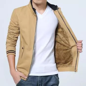 Осенне-зимняя мужская куртка с хлопковой подкладкой, приталенная мужская куртка, модная повседневная куртка с хлопковой подкладкой, бархатная куртка M чёрный