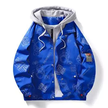 Осенне-зимняя мужская куртка с капюшоном в гонконгском стиле, свободная и дышащая, большого размера, с принтом астронавта, парное пальто для мужчин M белый